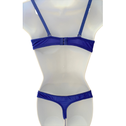 Ensemble soutien gorge avec tanga, bonnet B bleu