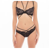 Ensemble 2 pièces soutien-gorge dentelle avec lanières et string noir, René Rofé