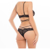 Ensemble 2 pièces soutien-gorge dentelle avec lanières et string noir, René Rofé