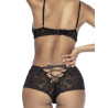 Ensemble 2 pièces noir, soutien gorge et shorty laçage, Mapalé